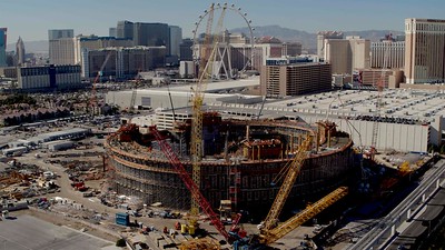 Steel Girders Lifted for MSG Sphere Project